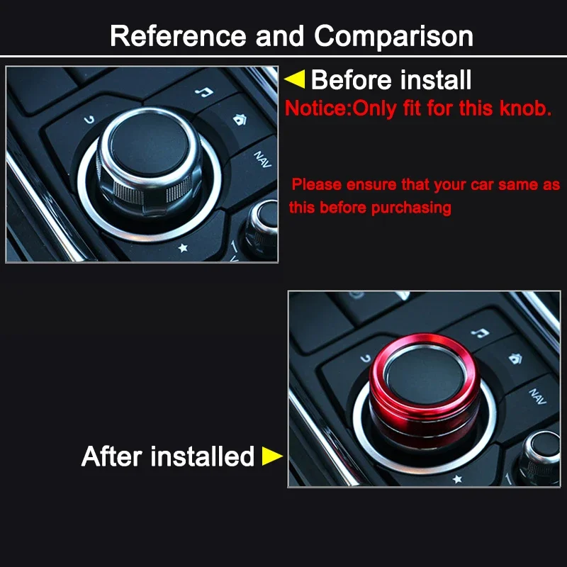 1pcs Center Console Function Knob Decoration Ring For Mazda 3 CX-5 CX-8 CX-9 Atenza Axela Car Interio Accessories Trim Cover