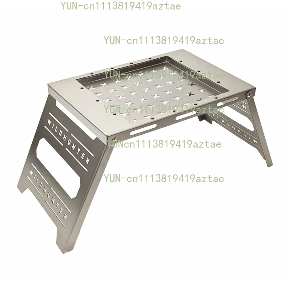 Titanium Outdoor Mini Fireplace Folding Table – Lightweight, Compact Picnic Stove Rack with Water Draining Shelf for Firewood