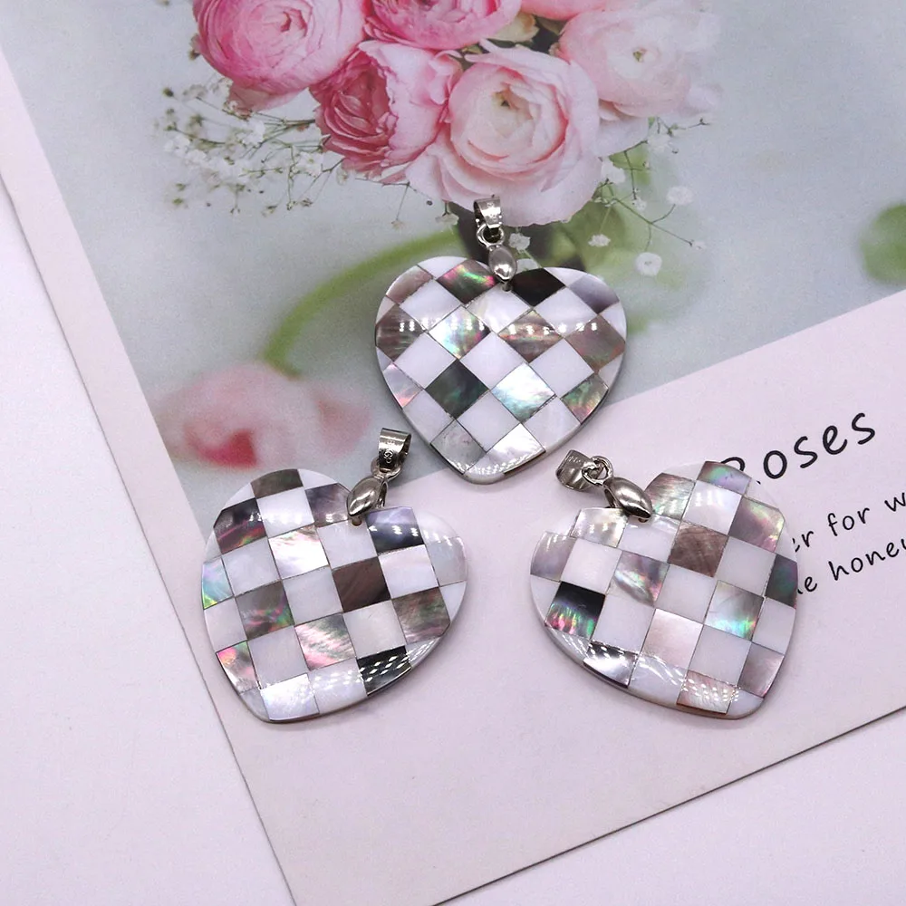 1 قطعة شكل قلب قذيفة الطبيعية تقسم قلادة واحدة من جانب المياه العذبة قذيفة سحر ل عقد دي اي واي صنع المجوهرات الملحقات #3