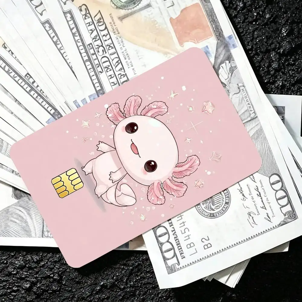Pink Axolotl  Credit Card HD Stickers Easy to replace, change card style anytime as you like