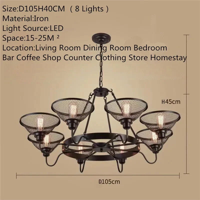 TINNY American Retro Pendent Lamp Industrial Wind Living Room Restaurant Loft Clothing Store Cafe Bar Box Homestay Chandelier