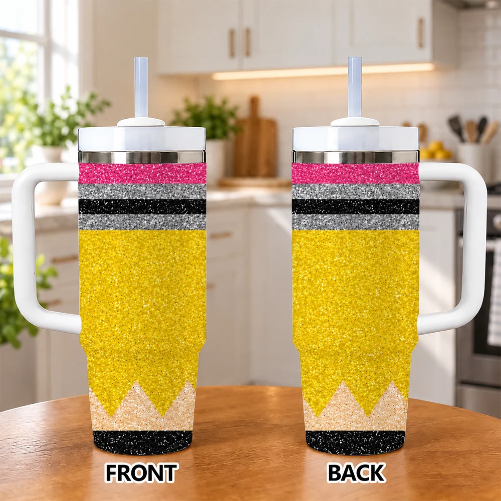 Black and gold style Vacuum Flasks 40oz Insulated Stainless Steel Tumbler with Handle & Straw, Hot Cold Gift Cup