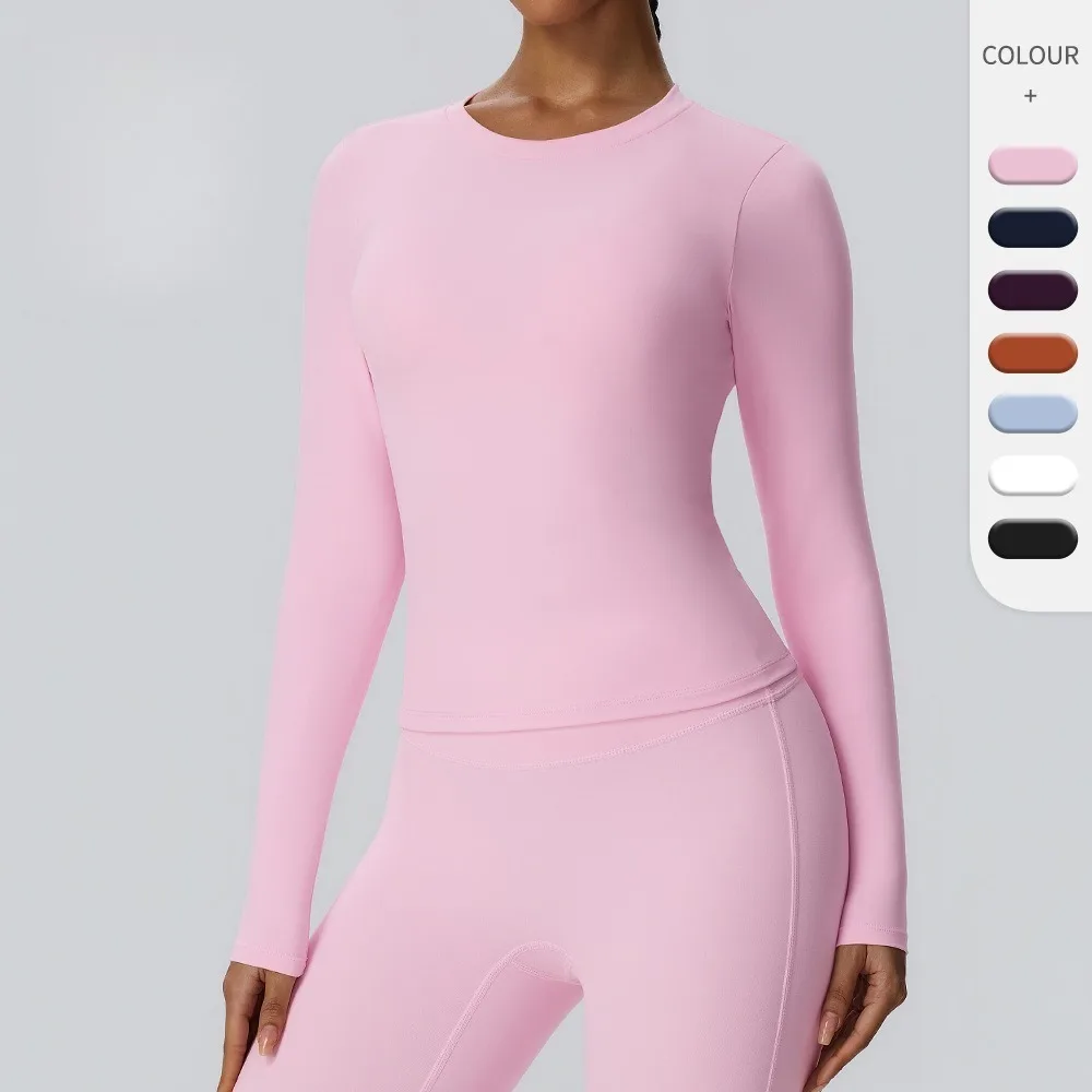 `Women Naked‑Feel Double‑Sided Brushed Long‑Sleeve Fitted Yoga Top Breathable Training T‑Shirt for Running Fitness Workout`