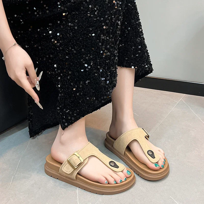 النساء شباشب على الموضة تصميم جديد جولة رئيس سميكة القاع الارتفاع تعزيز الوجه يتخبط قوس دعم لينة وحيد الصنادل المريحة #5