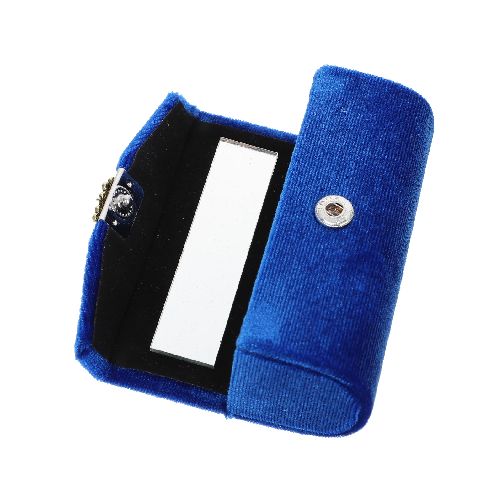 

Delicate Retro Lipstick Case Cloth Flower Pattern Storage Box Pearl Buckle Mirror Compact Lightweight Portable Women