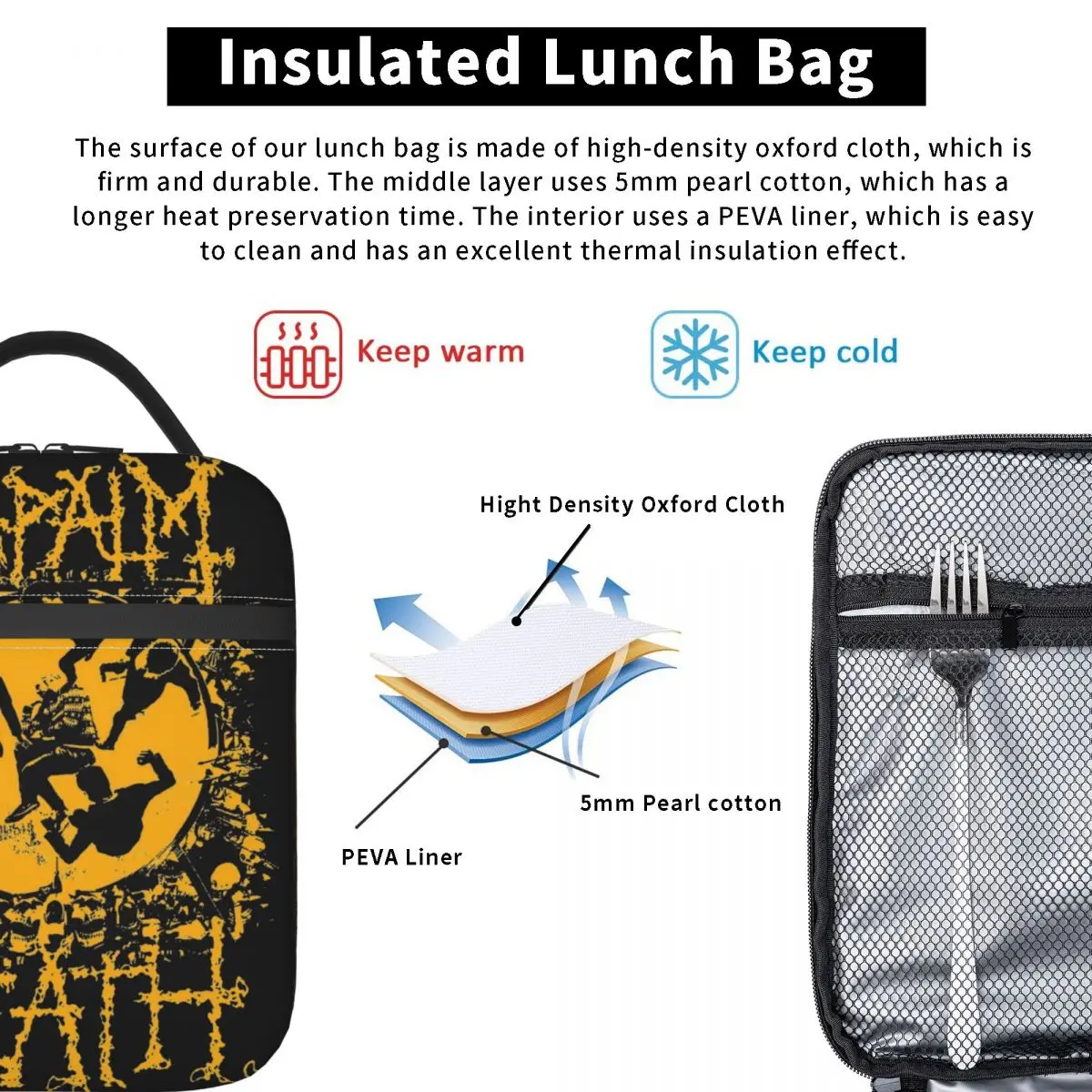 Napalm Death Music Band isoliert Lunch Bag Death Metal Lebensmittel behälter tragbare Kühler Thermal Bento Box für die Arbeit