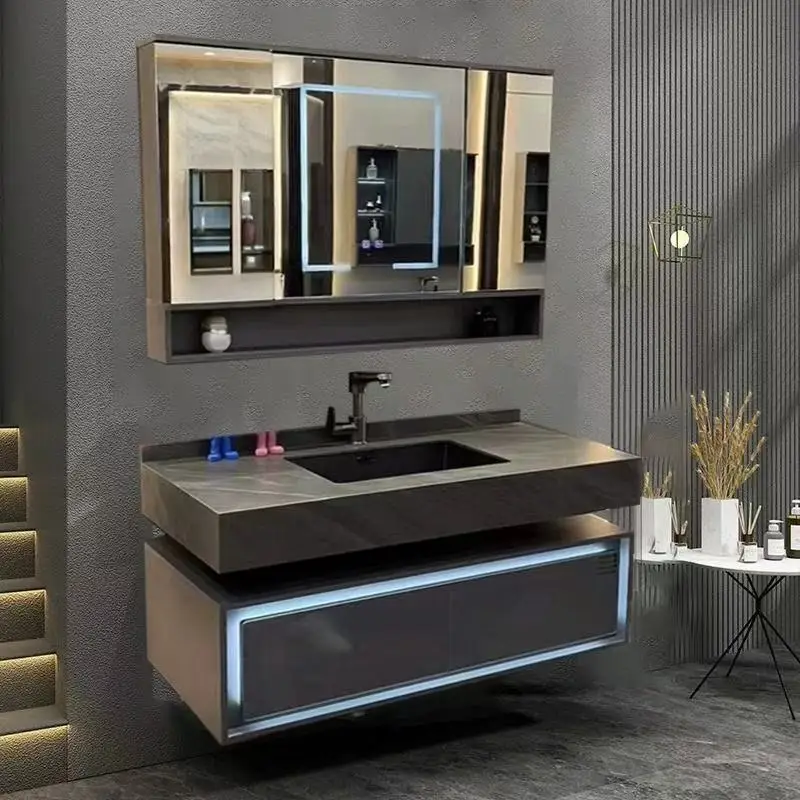 Foldable Feng Shui mirror cabinet, integrated bathroom cabinet, bathroom washbasin