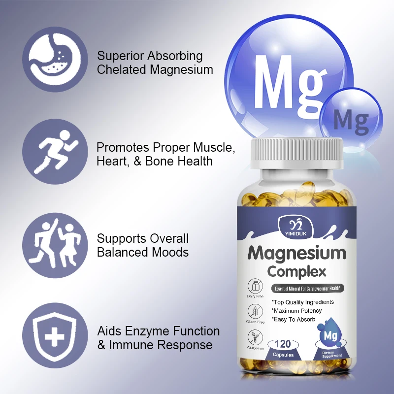 Yimiduk Magnesium Complex Capsules - Bone, Muscle & Heart Health Supplement, Sleep Support, Relaxation, Stress & Anxiety Relief