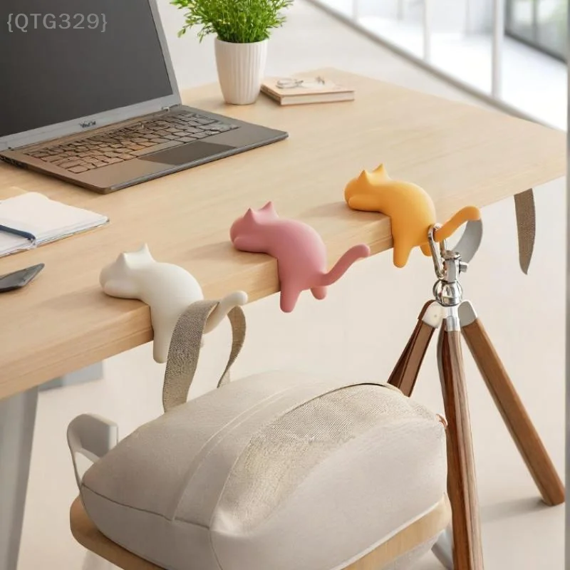【Ja】Gancho para Bolsas de Viaje y Decoración del Hogar - Colgador Portátil con Diseño de Gato para Escritorio, Mesa, Organización de Mochilas