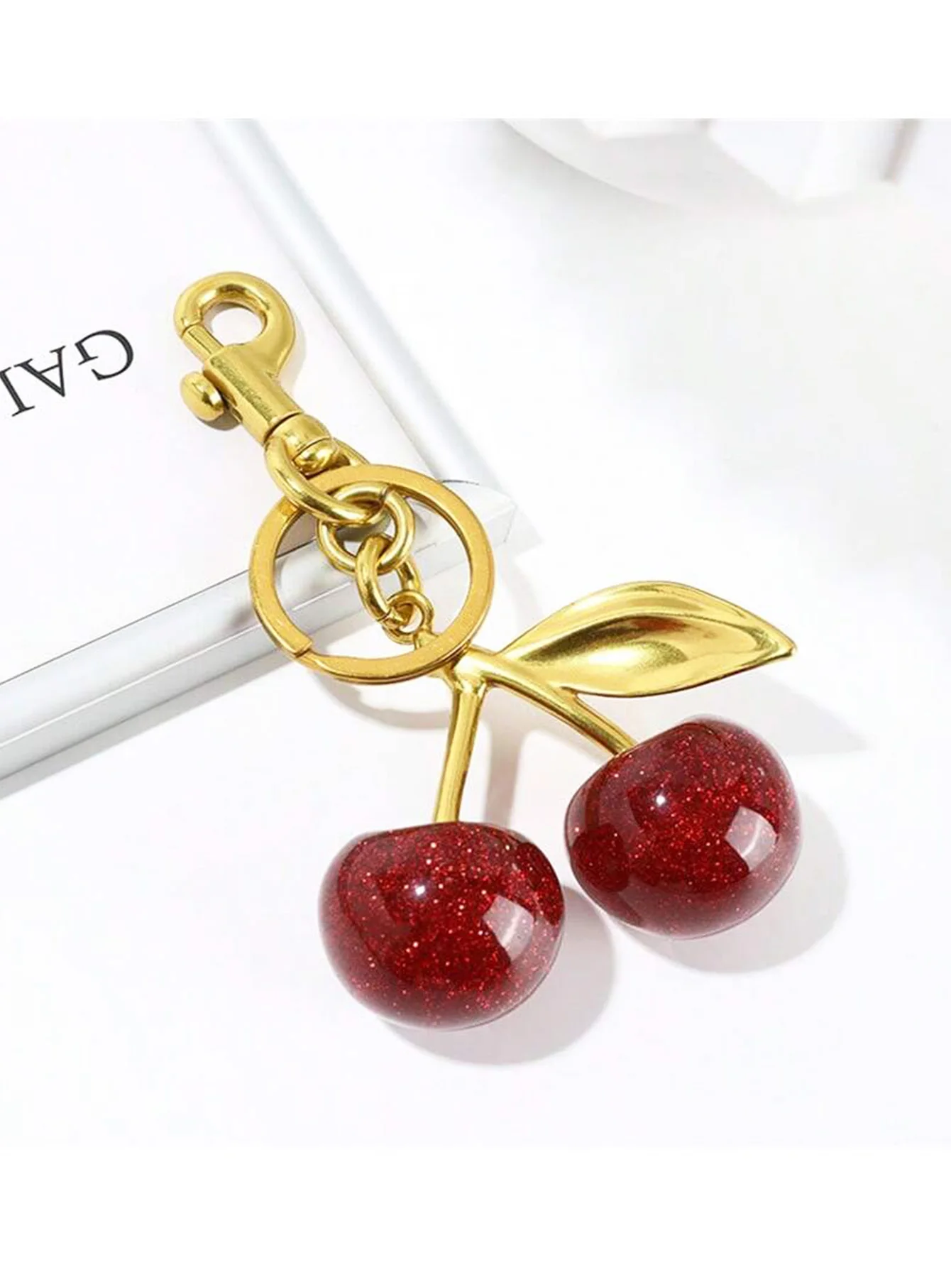 

1pc Cherry Pendant, New Arrival Big Cherry Shaped Crystal Pendant, Keychain Pendant,Glitter Cherry Charm Keychain With Clip For