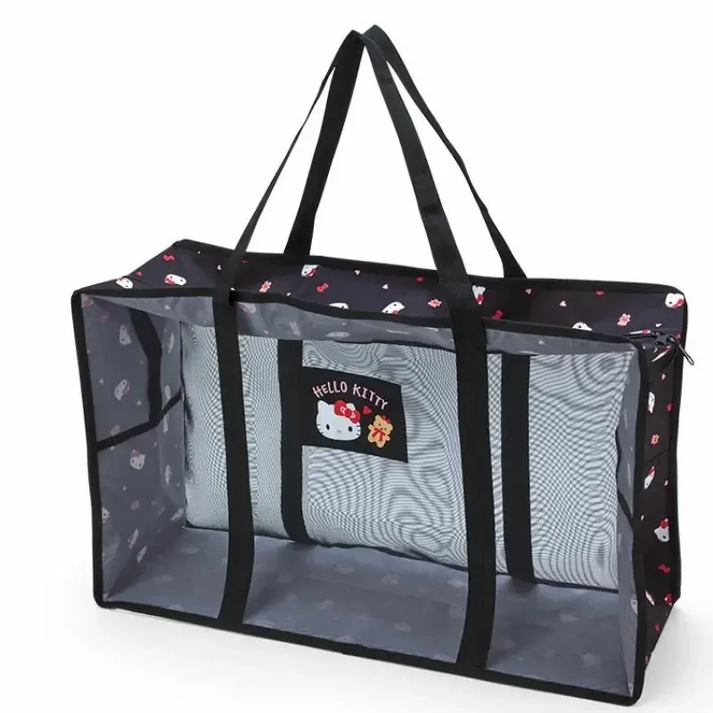 

Hello Kittys Travel Bag Cartoon Mesh Tote Bag Portable Large Storage Fold Cinnamoroll Beach Handbag Bags for Woman