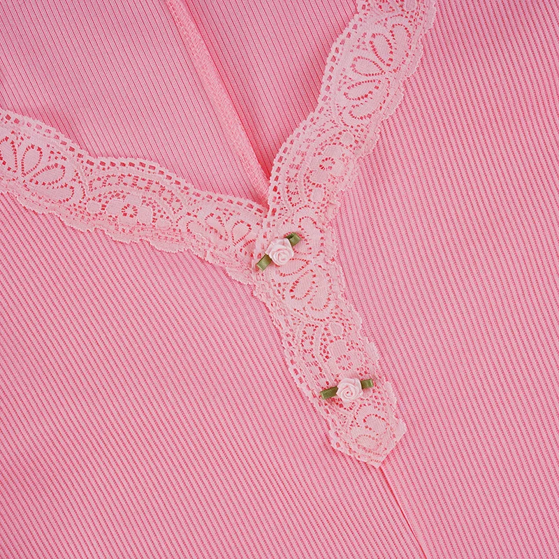 Macacão francês estilo doce renda patchwork com decote em V manga comprida slim fit para mulheres