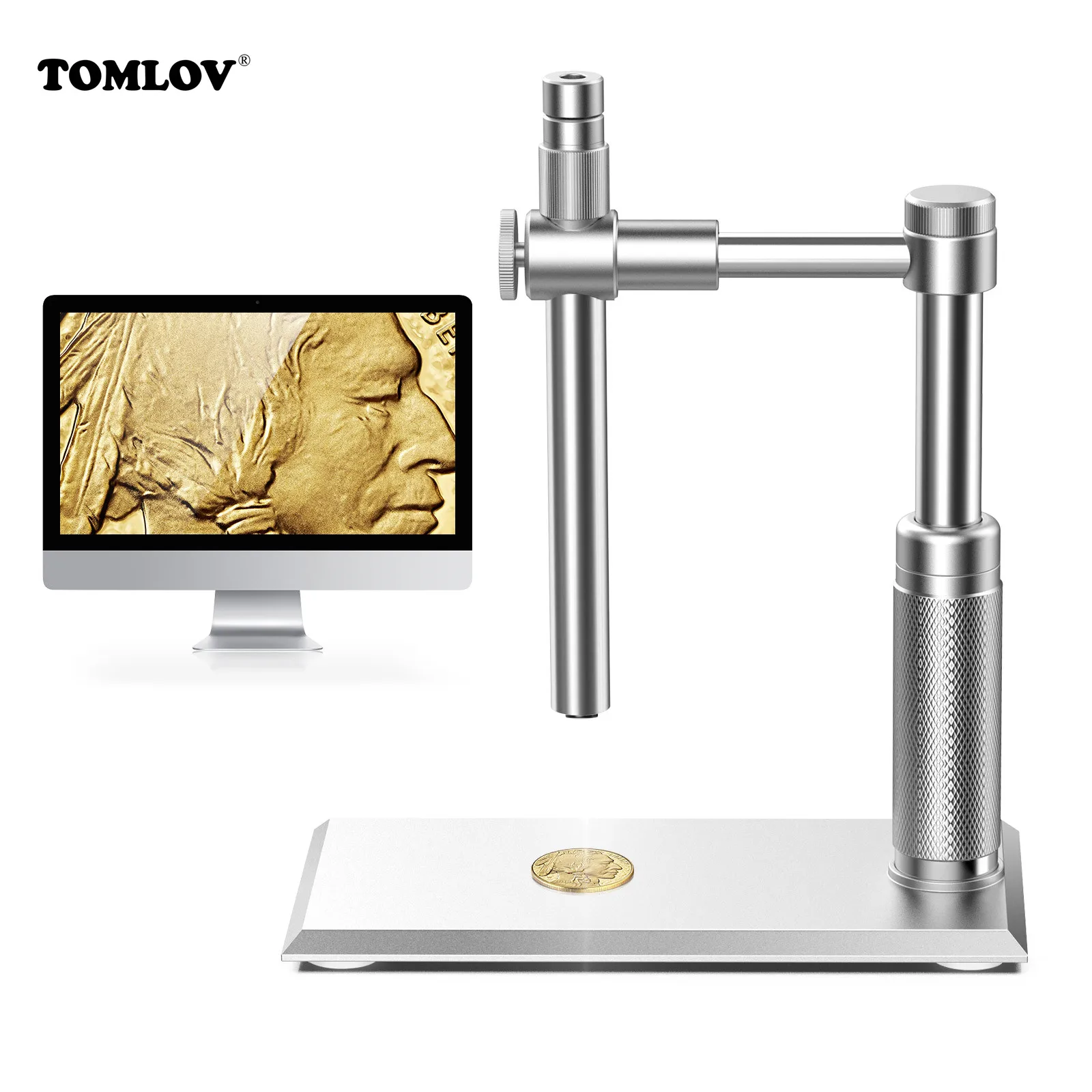 TOMLOV Digital USB Microscope 500X Photo/Video Inspection Endscope Camera 8LEDs Adjustable Stand Magnifying Loupe For Repairing