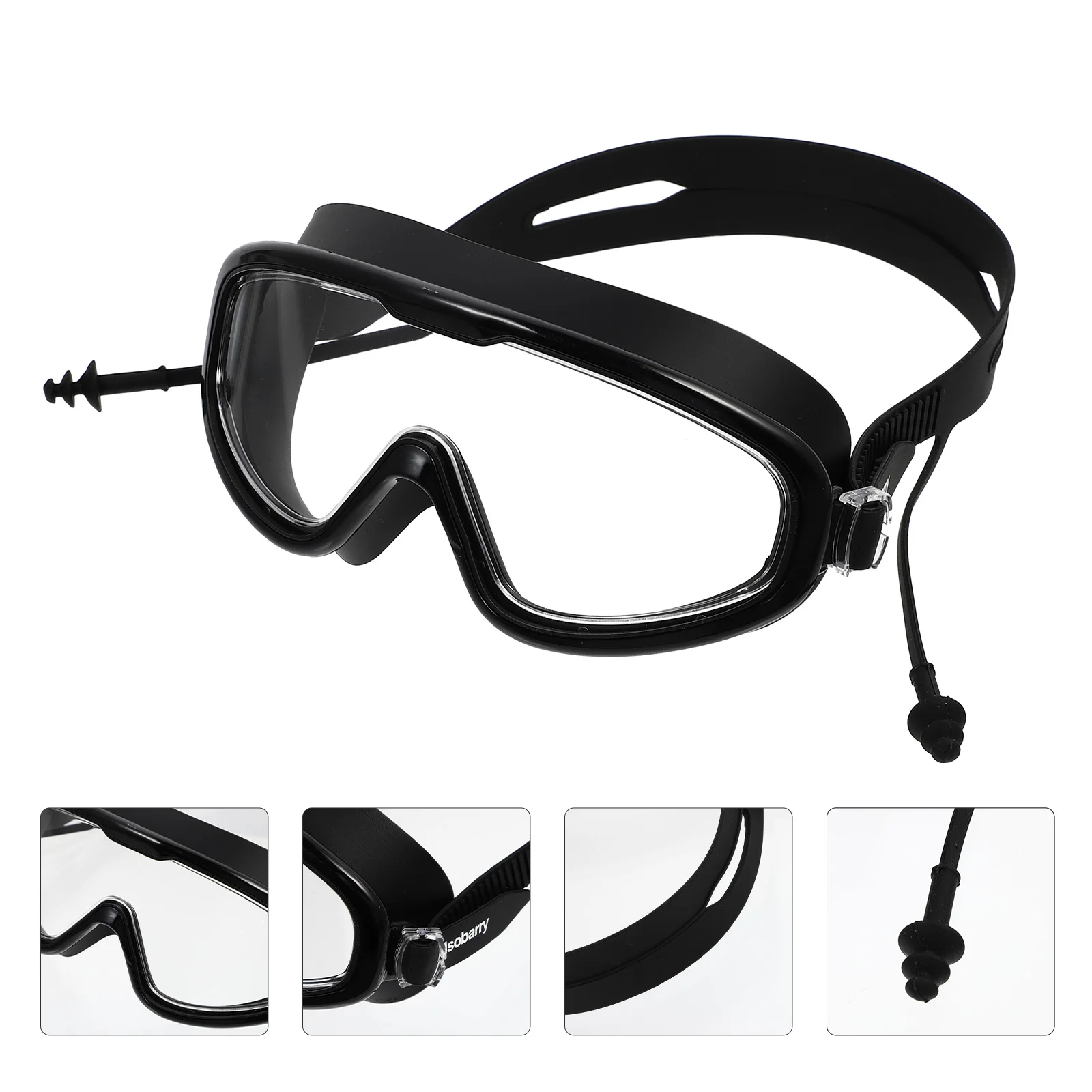 

1Pair Swimming Goggles Anti-Fog Waterproof Silicone Swim Glasses Large Frame Adjustable Comfortable Swim Equipment for Adults