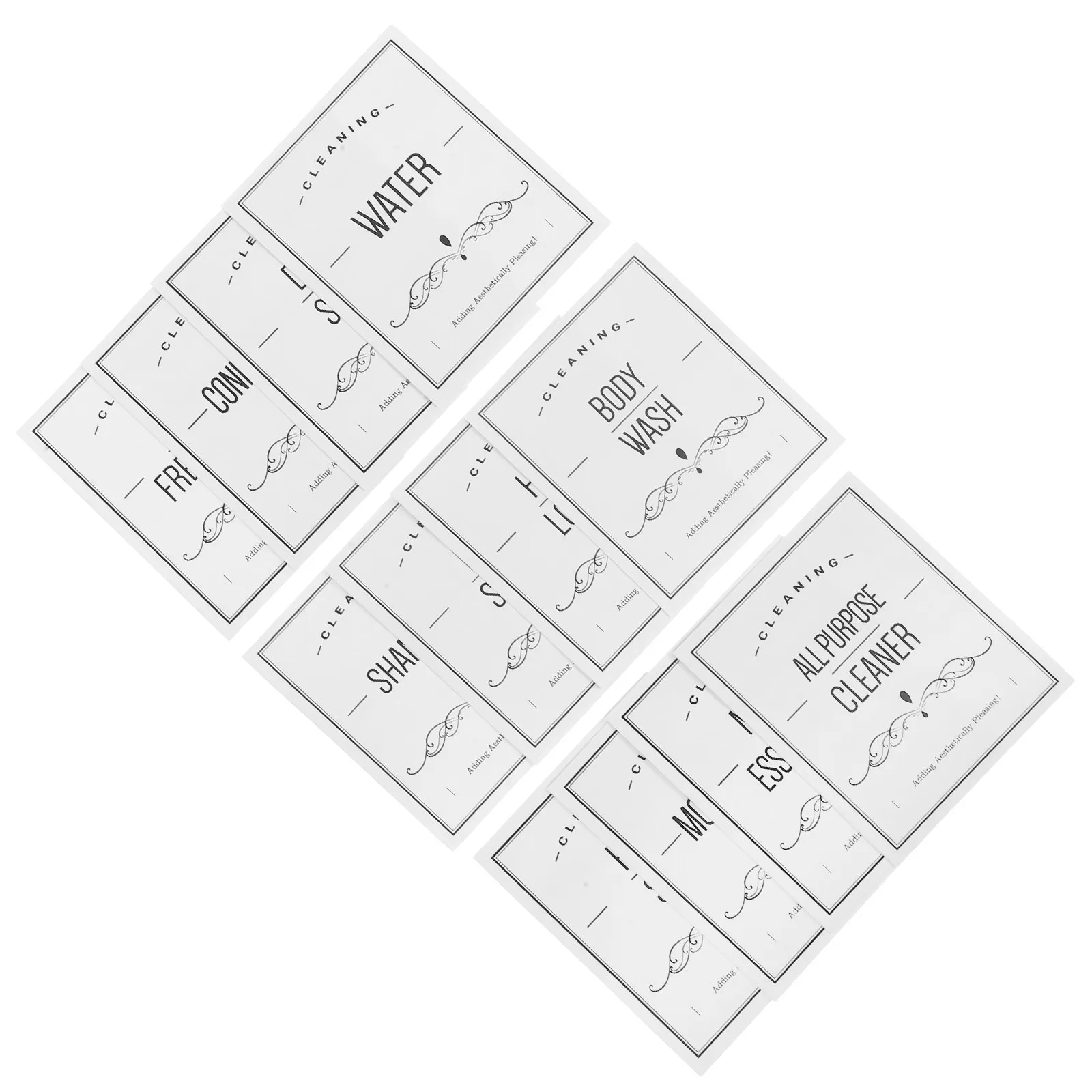 24Pcs Bathroom Shampoo Bottle Labels Waterproof Peel-and-Stick PVC Sub-Bottle Stickers for Lotion Dispenser Organization