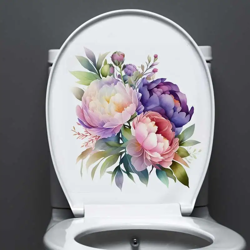 Watercolor Iridescent Peony Stickers Decoration for Living Room, Wall, Bedroom, Toilet and Home Decor Waterproof Decals S1028