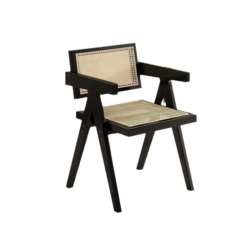 Vine woven chairs, solid wood rattan chairs, homestay dining chairs, home leisure solid wood chairs