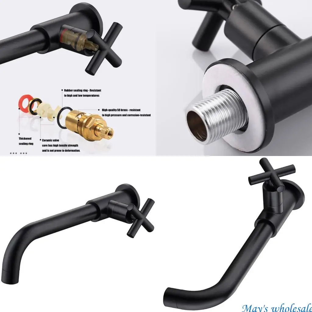 

Brass Wall Mount Bathroom Faucet Single Cold Water Tap Easy Installion 448A