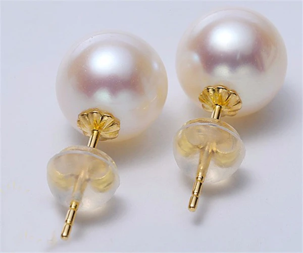 

HABITOO 18K au750 Gold 8-9mm Pearl Earrings Natural Round Freshwater Pearl Ladies Pearl Earrings Jewelry Gift for Women