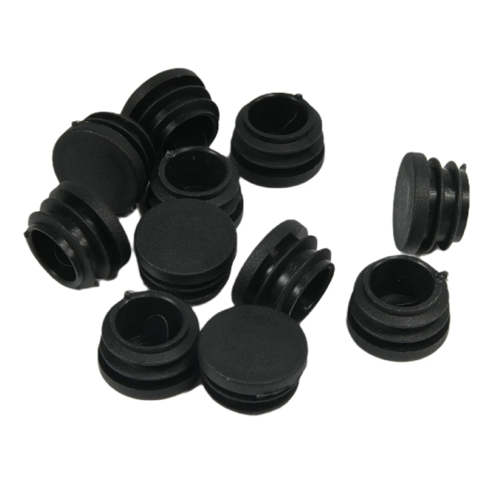 10pcs Furniture Leg Plugs for Round Pipes, Black Plastic End Caps for Tube, Hot-Selling Tube Plugs