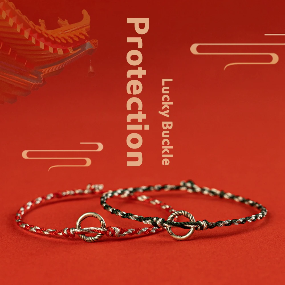Handmade Tibetan Buddhist Braided Chinese Lucky Buckle Red Rope Bracelet for Women Men Thread Bracelets Friendship Bracelet