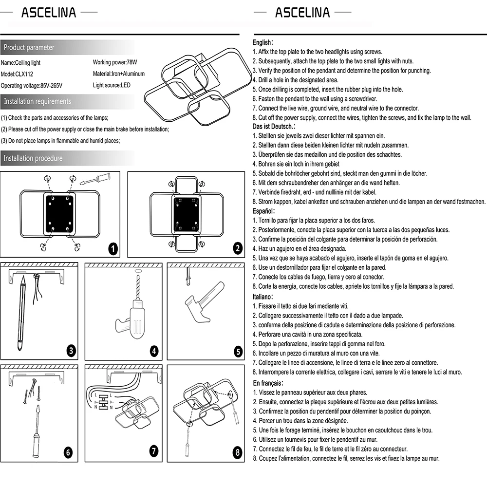 Modern LED Ceiling Light Minimalist Black White 4 Rings 78W Square Lamps For Living Room Restaurant Bedroom Bar Study Lumination