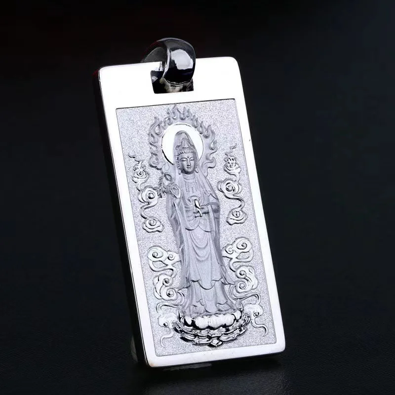 

Blessing Avalokitesvara Bodhisattva Necklace For Men Jewelry Retro Vajra Pestle Buddhist Sutras Pendant Women Choker Accessory