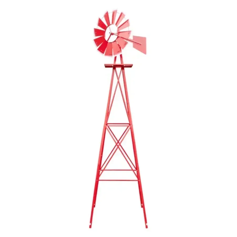 

8FT Weather Resistant Yard Garden Windmill Red