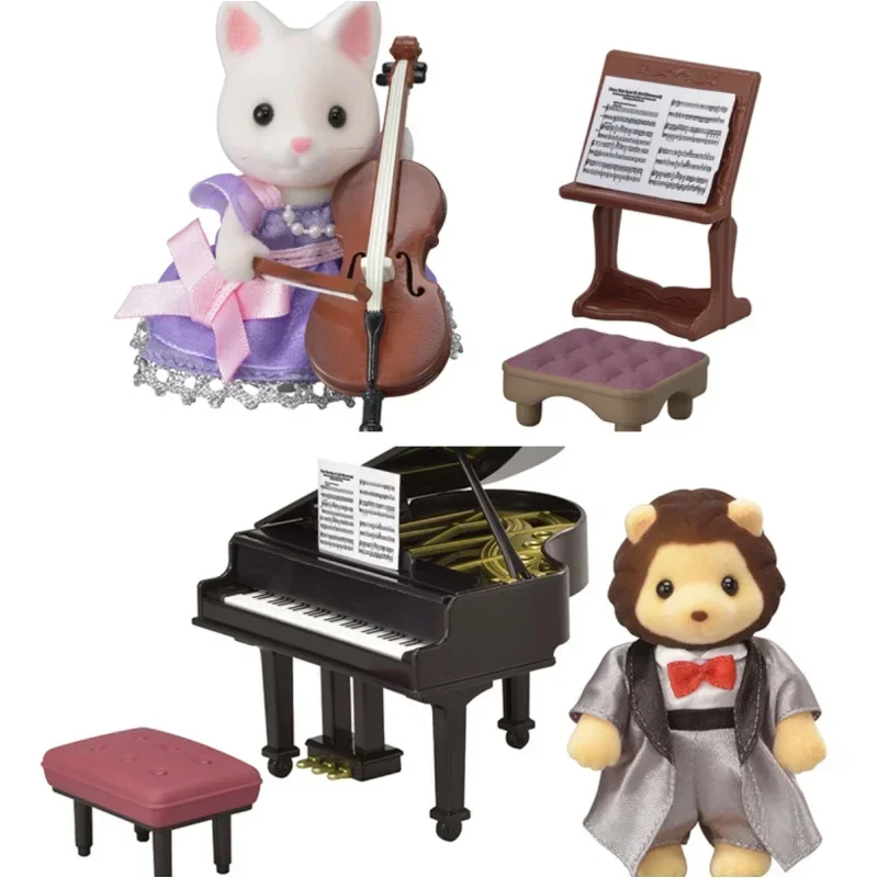 

Hot Sale Forest Baby Family Action Figures Ternurines Violin Singer Family Forest Maple Leaf Cat Sister Baby Action Kid Gift Toy