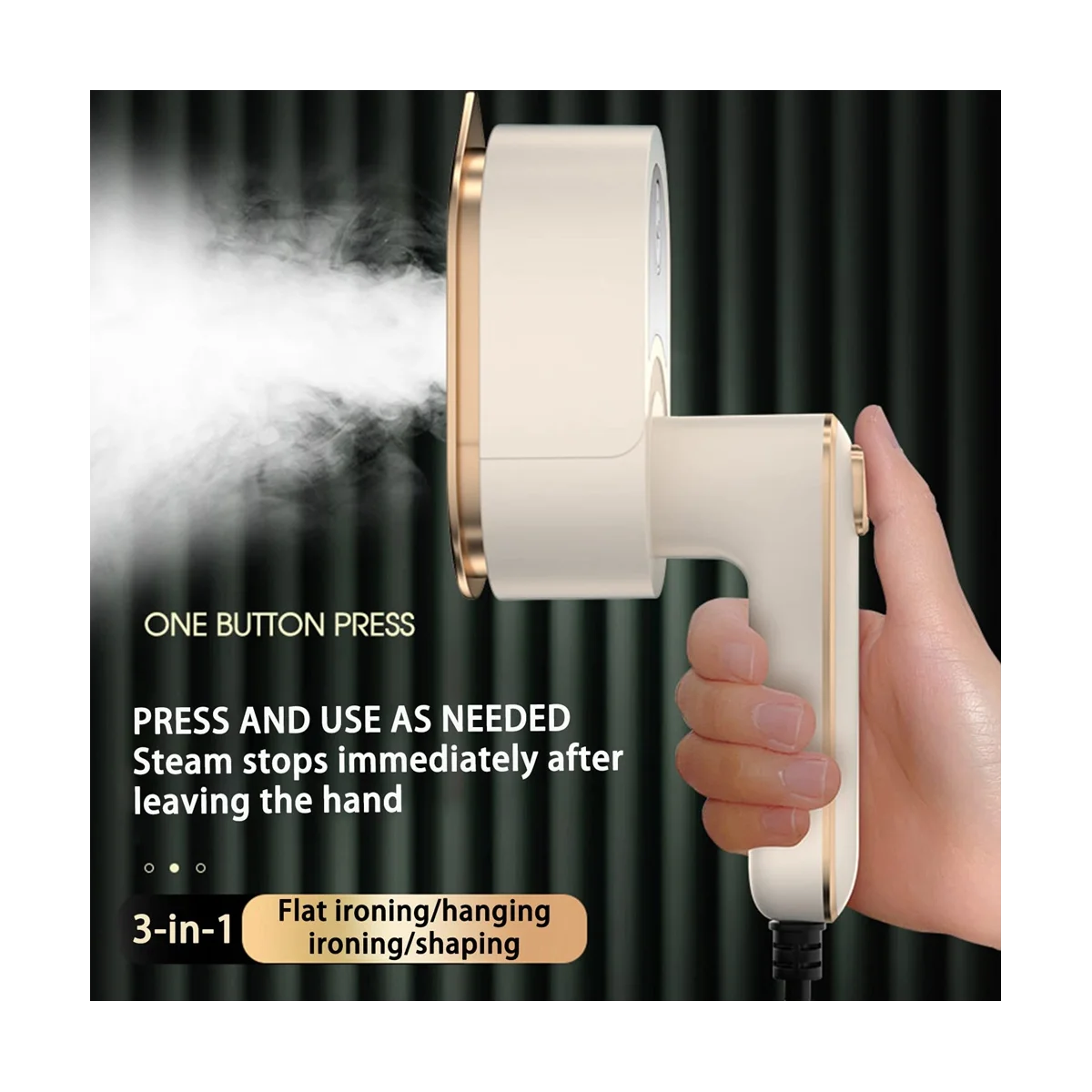 Upgrade der tragbaren Bügelmaschine – 180 ° Drehbares tragbares Mini-Dampfbügeleisen – Reise-Kleidungsdampfer, EU-Stecker, Weiß-A59E
