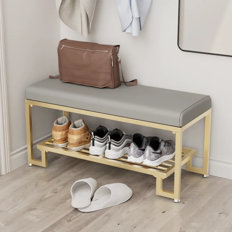 Entry Shoe Changing Bench Home Door Shoe Bench Entrance Floor Seatable Shoe Cabinet Multifunctional Wrought Iron Shoe Stools