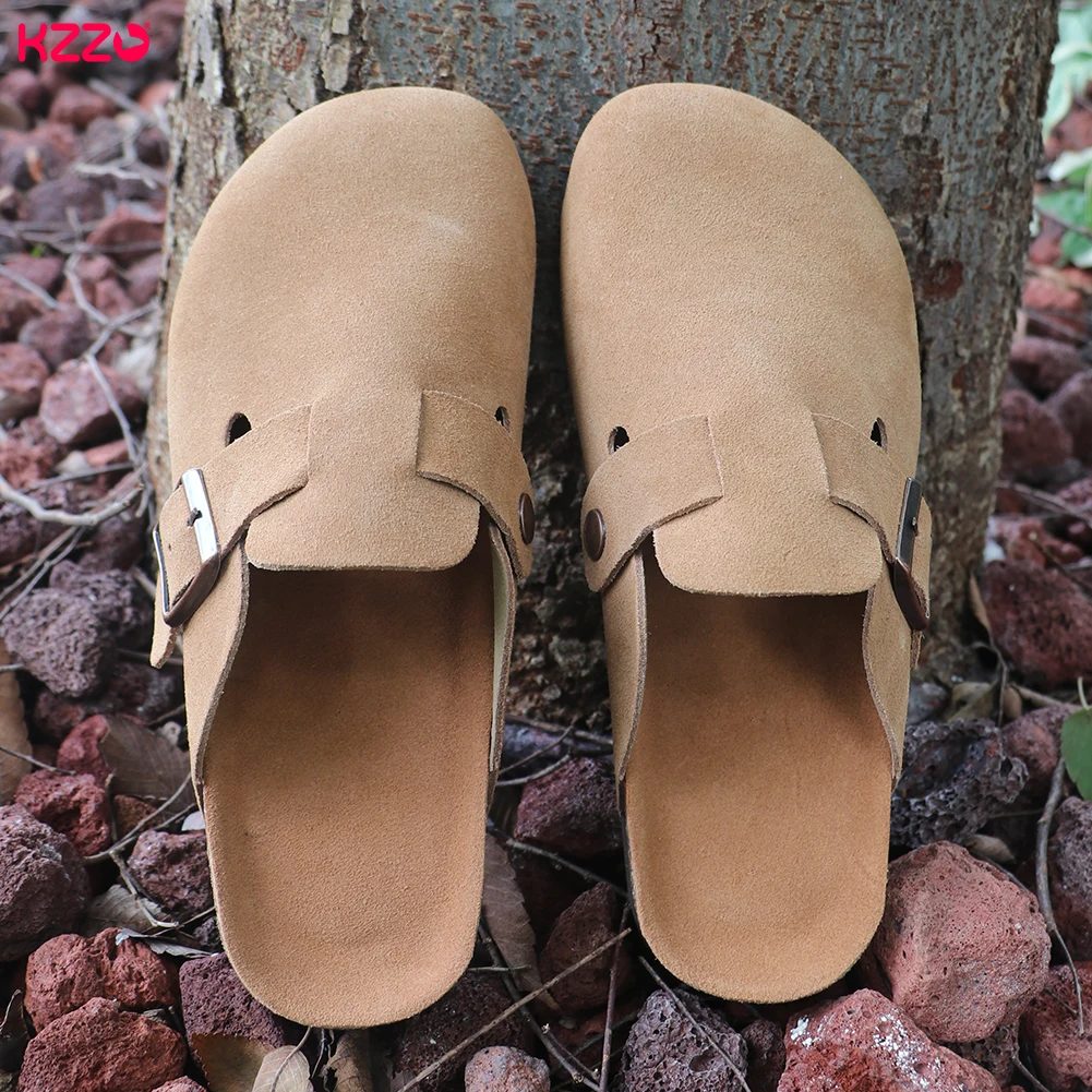 

Женские замшевые тапочки с закрытым мысом, регулируемая пряжка, пробковая стелька, удобные мюли, нескользящая подошва, повседневная обувь для дома и улицы, весна лето осень, 17 цветов