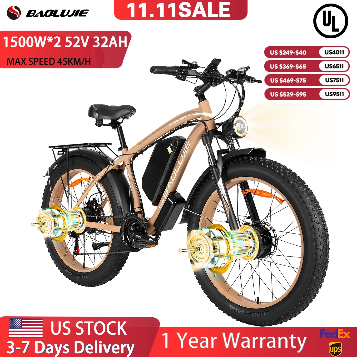 

【1 год гарантии】BAOLUJIE 2602 2000 Вт 48 В 23 Ач двойной двигатель для взрослых электрический велосипед горный электровелосипед съемный аккумулятор гидравлический тормоз