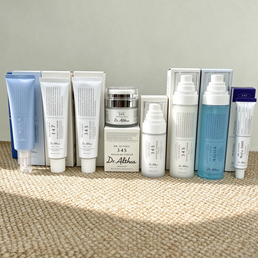 DrAlthea Kit de routine de soins coréens pour le visage : Nettoyant, huile nettoyante, crème pour le visage, brume hydratante, apaisante, éclaircissante, réparatrice pour peaux sensibles