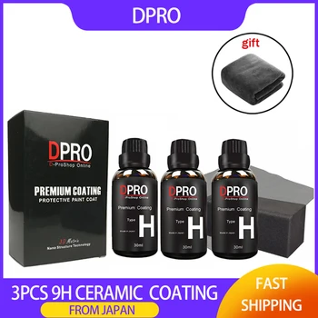 9h revestimento cerâmico líquido para carro, polonês hidrofóbico, nano revestimento cerâmico, cuidados de pintura, carro detalhando, 3pcs