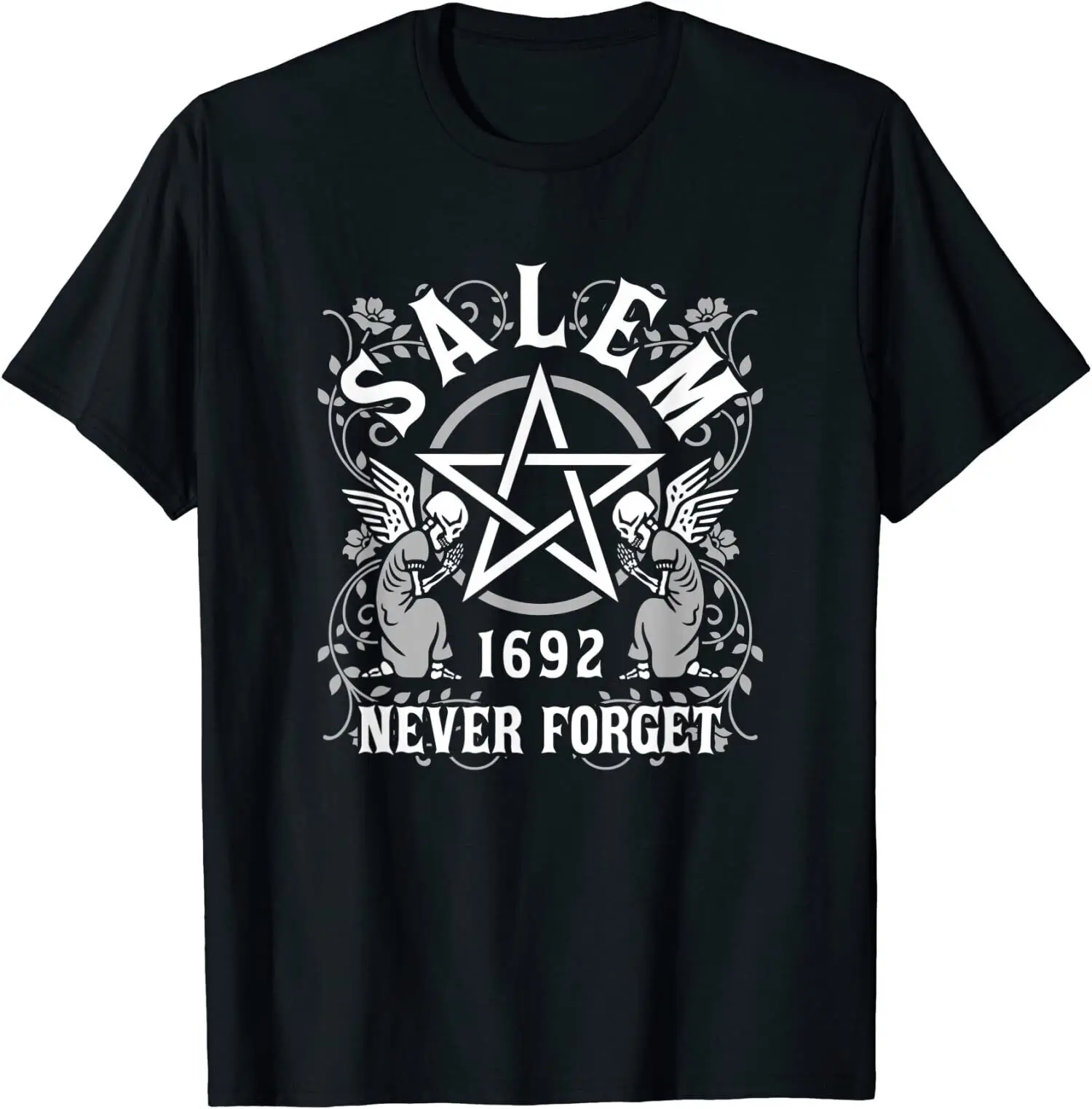 NEW LIMITED Salem Massachusetts Witch Coven Pentacle Never Forgets 1692 T-Shirt