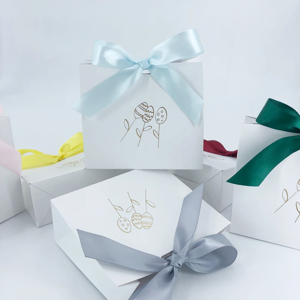 

Easter Eggs Gift Packing Candy Bags Boxes Easter party DIY Decorations Supplies Marble Bronzing process Gifts box ribbon Easter