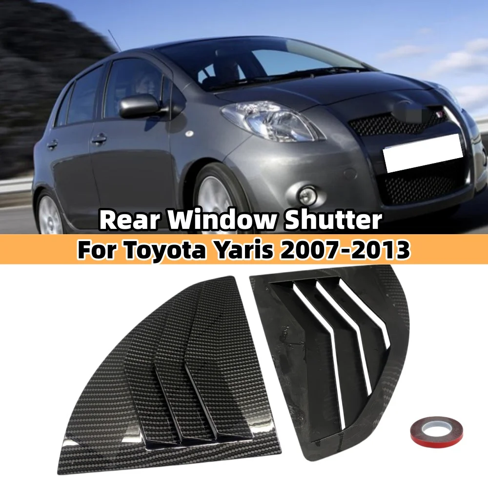 Pair Car Rear Louver Window Side Shutter Cover  For Toyota Yaris 2007-2013 Pair Carbon Fiber Look Vent Scoop Trim Accessories