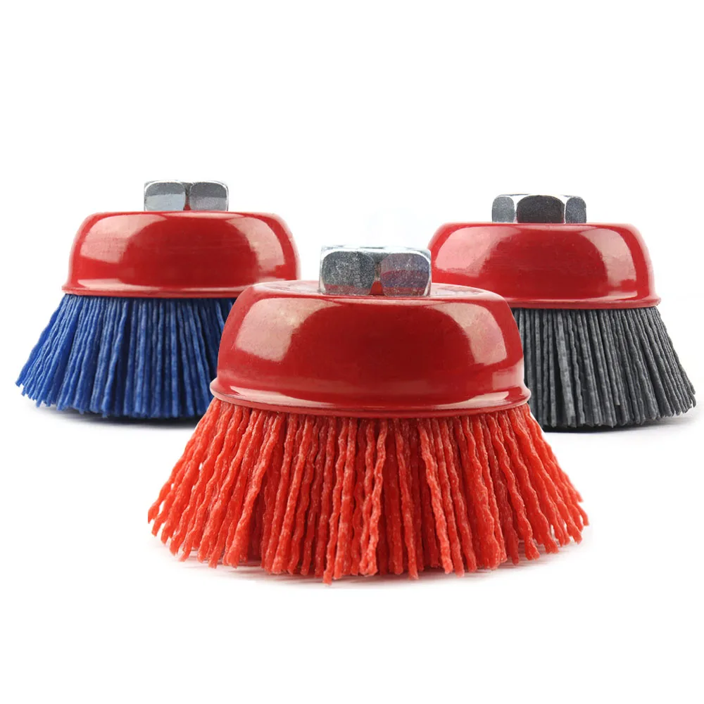 SI FANG 75mm Abrasive Filament Nylon Bristles Cup Brush for Angle Grinder Rust Removal Woodworking Polishing Wheel Brush Metal