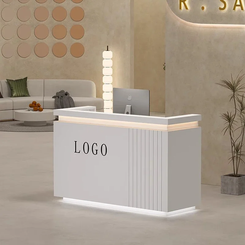 Illuminated Design Reception Desks Beauty Salon Display Glamour Reception Desks Pulpit Standing Mostrador Commercial Furniture