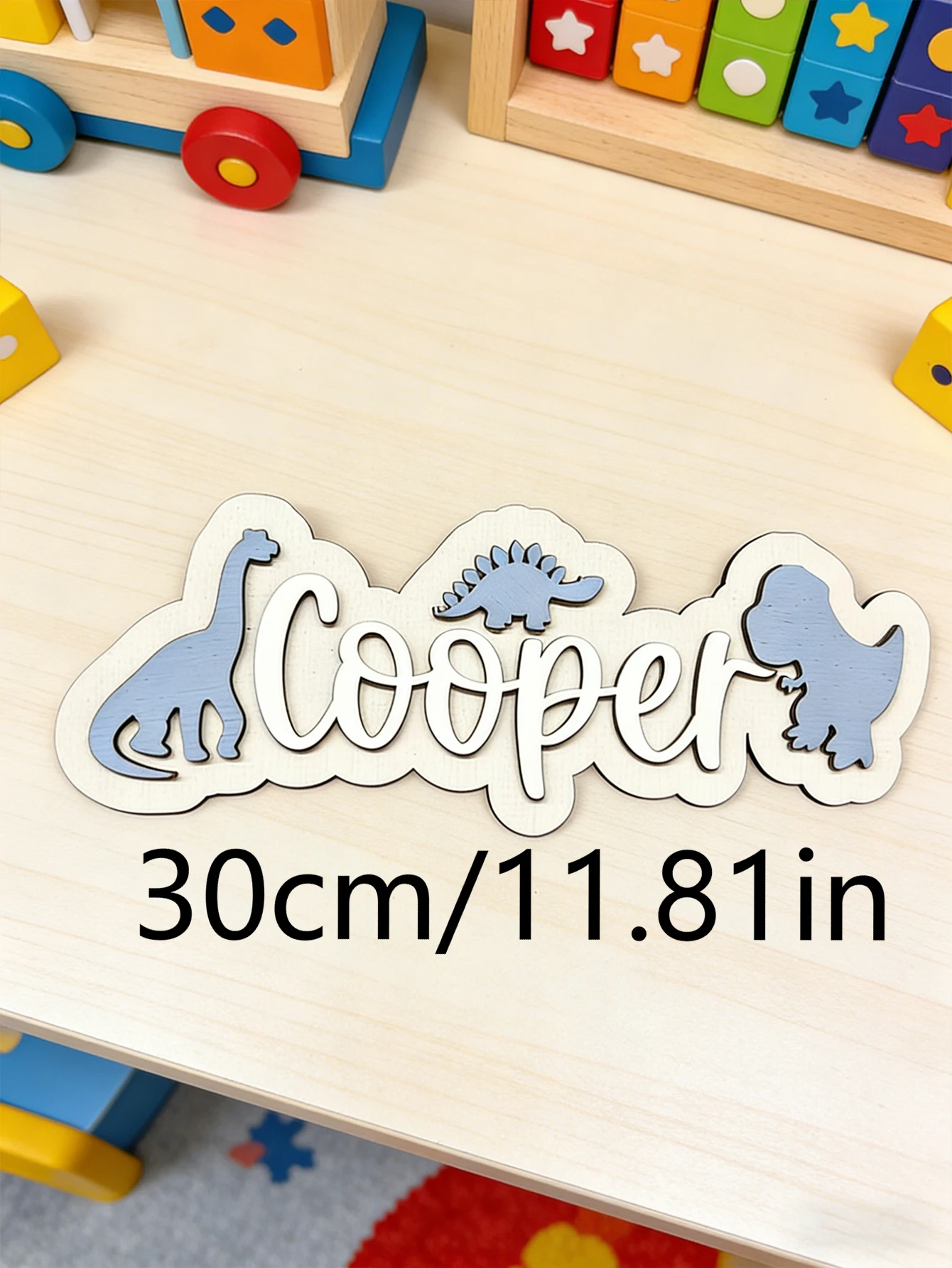 カスタム恐竜木製ネームサイン、パーソナライズされた筆記体、男 - Baby Nursery Themes Boy のレビューと価格