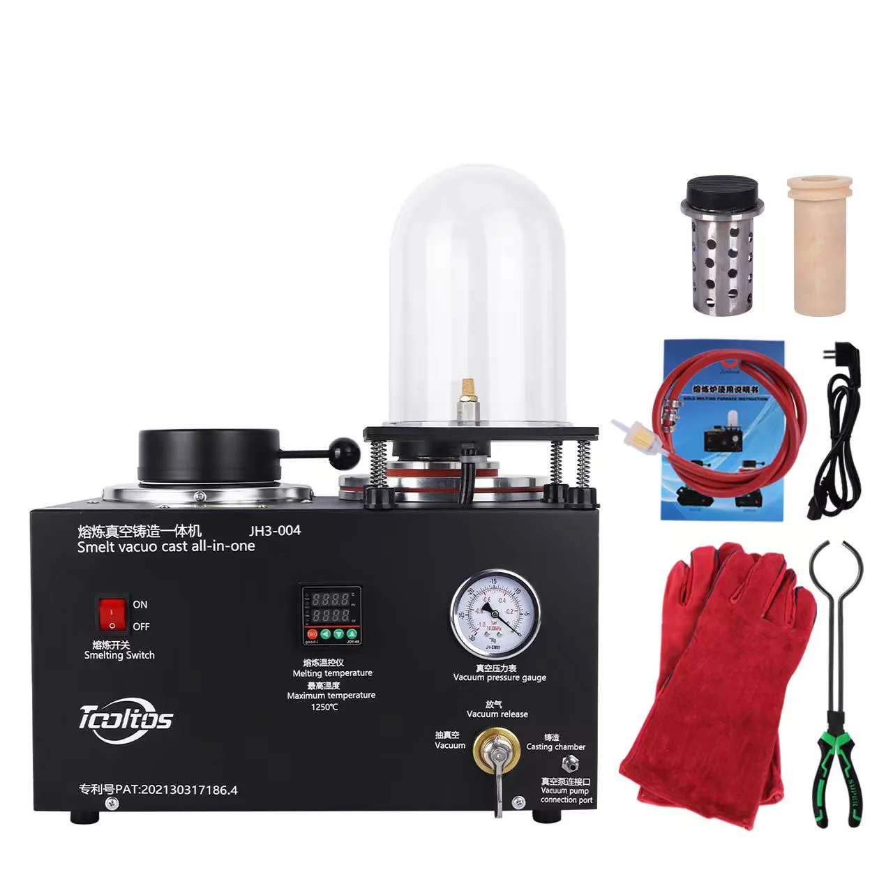 New Jewelry Casting Set 1150°C Melting Furnace Vacuum Casting Machine with Ceramic Crucible for Gold Silver