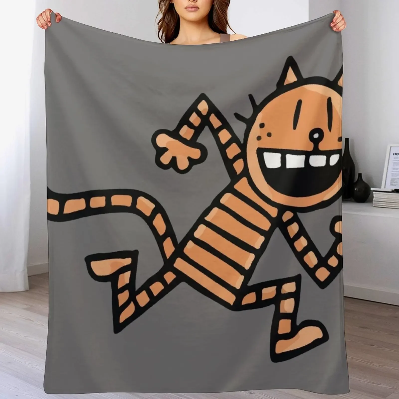 

Dog Man Cat - Grey Throw Blanket Soft Plaid warm winter blankets and throws christmas gifts Blankets