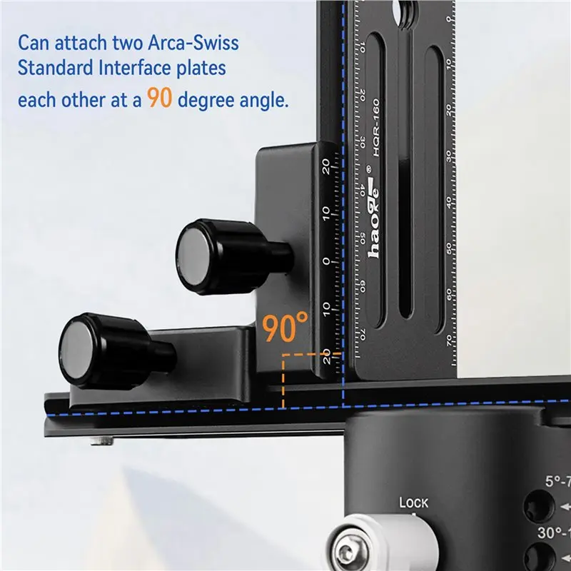 ABZL 2X Right Angle Clamp 90 Degree Double Quick Release L Clamp With 1/4 Screw For Arca RRS Benro Rail Plate Nodal Slide