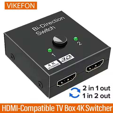 VIKEFON HDMI-Compatible Switch Bi-Direction 2.0 Splitter 1x2/2x1 Adapter 2 in 1 out Converter for PS4 Pro/4/3 TV Box 4K Switcher