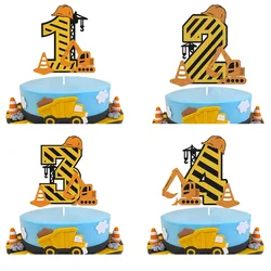 Engineering  Birthday Party Large Figures Cake Toppers Cake Decoration Excavator Banner Latex Balloons Construction Party Decors