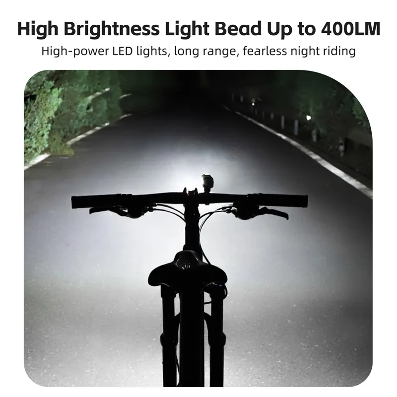 WEST BIKING Bike Light Set MTB Road Cycling Light Waterproof 400LM Bicycle Headlight + Smart Rear Light Auto Brake Sensing