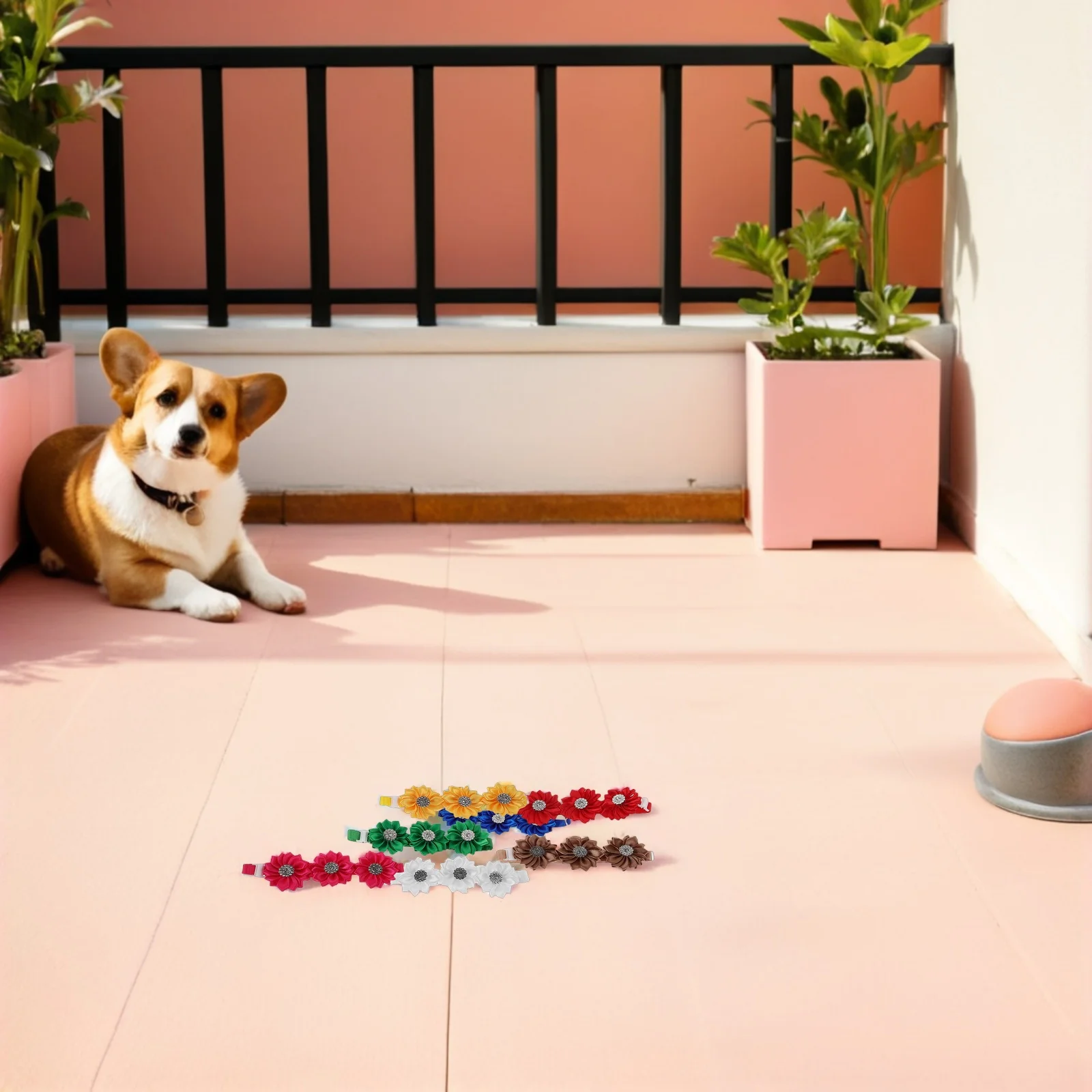 

10pcs Pet Flower Collar Adjustable Dog Bow Tie For Cats Small Medium Large Pets Floral Design Easy Clean Party Wedding Birthday