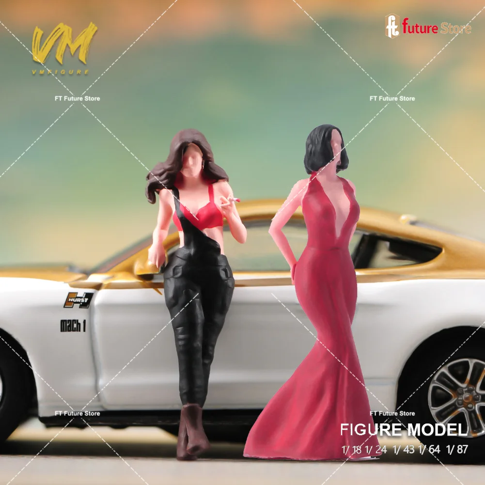 Painted Miniature 1/87 1/64 1/43 1/24 1/18 Sexy Girl Dress Beauty Woman Figure Diorama Mini Doll Street Scene Props Resin Model