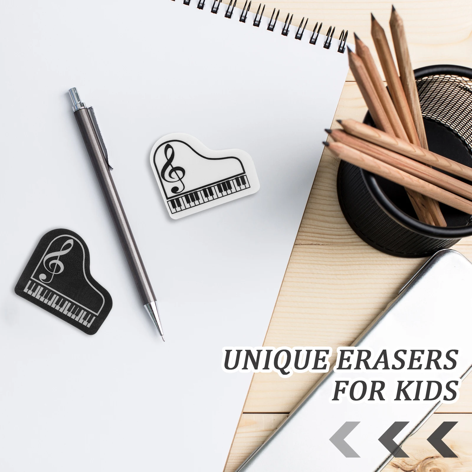 

10pcs Piano Eraser Cute Small White Black Portable Kneading Kids School Office Supplies Mini Stationery Erasers